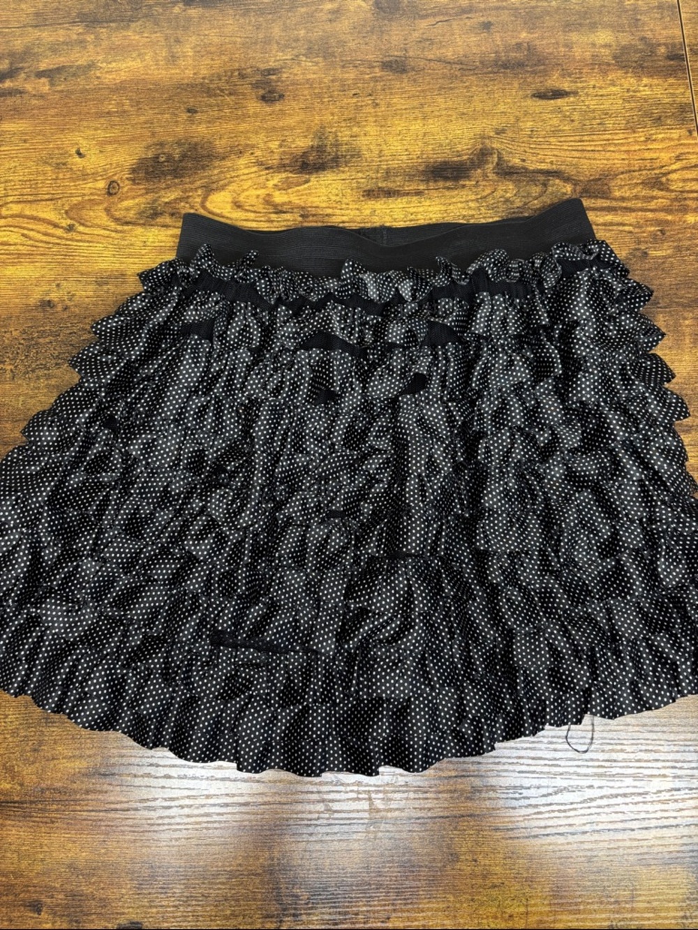 Icing Black Polka Dot Ruffled Mini Skirt